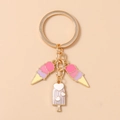 Détails de charms glace et esquimau sur un porte-clés doré en alliage de haute qualité - Violet