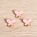 Tre ciondoli a farfalla rosa con bordo dorato per gioielli fai-da-te e collane - Smalto Rosa Pallido (YD007fense)