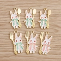 6-piece set of cartoon rabbit enamel charms with gold spoons and forks for DIY jewelry - Mixed Style / 10 Pieces Pack / Multicolor