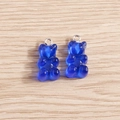 Blue translucent resin bear charms with silver metal rings for DIY jewelry making - 10 Pieces Pack / Sapphire Blue