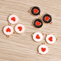 Set of 10 heart-patterned enamel alloy pendants for DIY jewelry and crafts in three colors - 10 Pieces/Pack / Multicolor