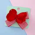 Barrette à cheveux avec nœud en tissu à carreaux rouges pour fêtes et enfants - Nœud Papillon à Carreaux en Gros-grain Rouge (Style 5#)