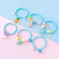 Lot de 6 bracelets en perles pour filles avec breloques animaux et fleurs colorées - Ensemble Thème Bleu