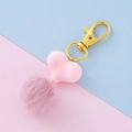 Portachiavi con cuore rosa e pompon soffice con chiusura dorata per borse e chiavi - Verde Pallido