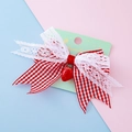 Pince à cheveux nœud à carreaux rouges avec dentelle et pendentif fraise pour filles - Nœud Papillon à Carreaux en Dentelle avec Pendentif Fraise (Style 9#)