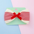 Pince à cheveux avec nœud en vichy rouge et blanc et petit nœud satiné central - Nœud à Double Couche en Crêpe à Carreaux (Style 13#)