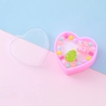 Kinder-Schmuckset mit grünem Glitzerkrone-Armband in einer rosa Herzschachtel - Stil 6