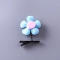 Süße blau-rosa Plüsch-Blumen-Haarklammer mit Feder für Mädchen-Haarschmuck - Blau