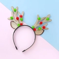 Christmas reindeer antler headband with gold glitter ears and colorful pompoms decoration - Pompom Antler