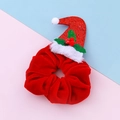 Elastico per capelli natalizio in velluto rosso con cappello di Babbo Natale scintillante - Stile Cappello di Natale Rosso