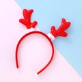 Kids Christmas headband featuring red sequin reindeer antlers and white plush trim - Red Sequin Antler Style