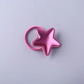 Rose pink star hair tie with metallic PU leather finish and elastic rubber band - Rose Red
