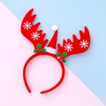 Christmas reindeer antler headband with snowflake pattern and mini Santa hat decoration - Red Antler with Christmas Hat