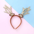 Christmas reindeer antler headband with gold glitter ears on a colorful background - Gold Glitter Antler