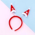 Serre-tête de Noël avec mini-bonnets de Père Noël rouges, flocons et bordure peluche - Bonnet de Noël à Ressort