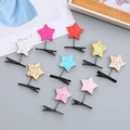Pinces à cheveux étoiles pailletées avec base en métal pour la coiffure des filles - Couleur d'étoile double aléatoire