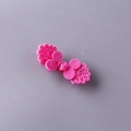 Fermaglio per capelli rosa stile retrò cinese con trama in tessuto e perline - Rosa Rosso