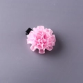 Barrette à cheveux fleur en tissu plissé rose faite main avec base ruban noir pour fille - Pince à bec de canard noire