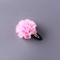 Barrette à cheveux fleur en ruban de soie rose avec pince BB noire antidérapante en métal - Noir Clip BB