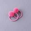 Set of two pink handmade floral hair ties with elastic nylon bands for girls - Rose Red