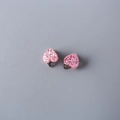 Pink heart-shaped clip-on earrings with glitter finish for girls without piercings - Pink Heart