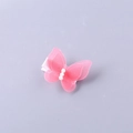 Barrette papillon rose en maille pour fille avec perles élégantes et ruban blanc - Rose Poudré