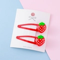 Set of two red strawberry hair clips with 3D resin fruit on cute BB display card - Strawberry Shape / Strawberry BB Clip