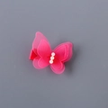 Pince à cheveux papillon rose brillant pour filles avec perles blanches et clip bec de canard - Rose rouge