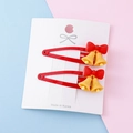 Set of two festive red Christmas bell hair clips with cute bows for kids hair - Bell-Shaped / Bell BB Clip