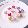 12er-Pack bunte Kinderringe aus Acryl mit Glitzersternen und Herzmotiven - Zufällige Glitzerblume