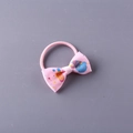 Pink candy-colored bow hair tie with colorful patterns for girls and toddlers - Ice Cream Pink