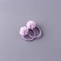 Set of two lilac elastic hair ties featuring fluffy mesh flower pompoms for girls - Light Purple