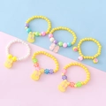 Cute resin beaded bracelets for girls featuring rabbit, bow, and fruit charms in yellow - Yellow Series Combination
