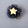 Élastique pour fille avec étoile pailletée jaune et tulle plissé bleu sur corde dorée - Élastique à cheveux