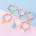 Bracelets de perles pour filles avec pendentifs en résine, soleil, lapin et nœud - Série de Bruns Ensemble