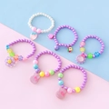 Lot de 6 bracelets de perles colorés pour filles avec jolis pendentifs en résine - Combinaison de Série Violette