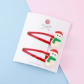 Christmas snowman hair clips set with two red metal BB clips on a white card display - Snowman / Snowman BB Clip
