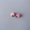 Sparkly pink glitter heart clip-on earrings for kids with silver metal base - Pink Heart