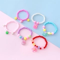 Lot de six bracelets en perles de résine colorées avec mignons pendentifs animaux et fleurs - Combinaison de Couleurs Mixtes 1#