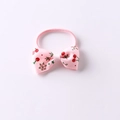 Élastique à cheveux rose avec nœud à motif cerise et ruban pour petites filles - Cerise