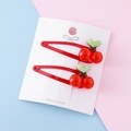Sweet red cherry resin hair clips set on display card for girls and toddlers - Cherry Shape / Cherry BB Clip