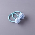 Lot de deux chouchous bleus avec petites fleurs en tulle fait main pour filles - Bleu Clair Aléatoire