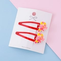 Set of two red metal BB clips with candy cane and bow detail for kids - Candy Cane Shape / Candy Cane BB Clip