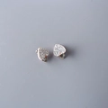 Silver glitter heart-shaped clip-on earring for girls with a minimalist sweet style - Silver Heart