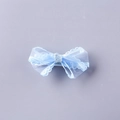 Light blue mesh bow hair clip with lace layers and silver glitter ribbon center - Blue Fully Covered Clip (Bulk) / Blue
