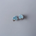 Sky blue glitter heart clip-on earrings for kids with non-pierced silver metal clips - Blue Heart