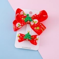 Christmas bow hair clips set with resin Christmas trees and white snowman patterns - Christmas Tree Bow / Christmas Tree Bow Hair Clip
