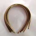 Stack of elegant 1cm champagne gold satin fabric covered headbands for girls - Coffee