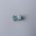 Sparkly blue flower clip-on earrings for girls with glitter finish and no-pierce backing - Blue Flower