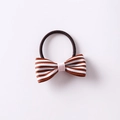 Élastique à cheveux à nœud rayé marron et blanc pour filles, accessoire de coiffure doux - Café Rayé